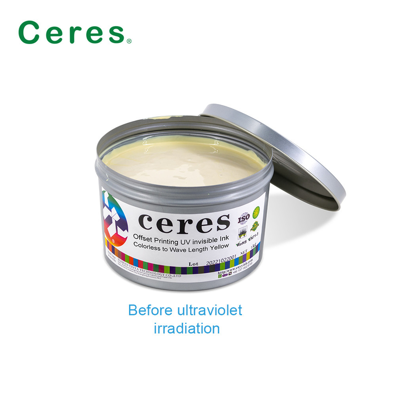 Impresión offset Tinta UV Invisible Incolor a amarillo Normal seco