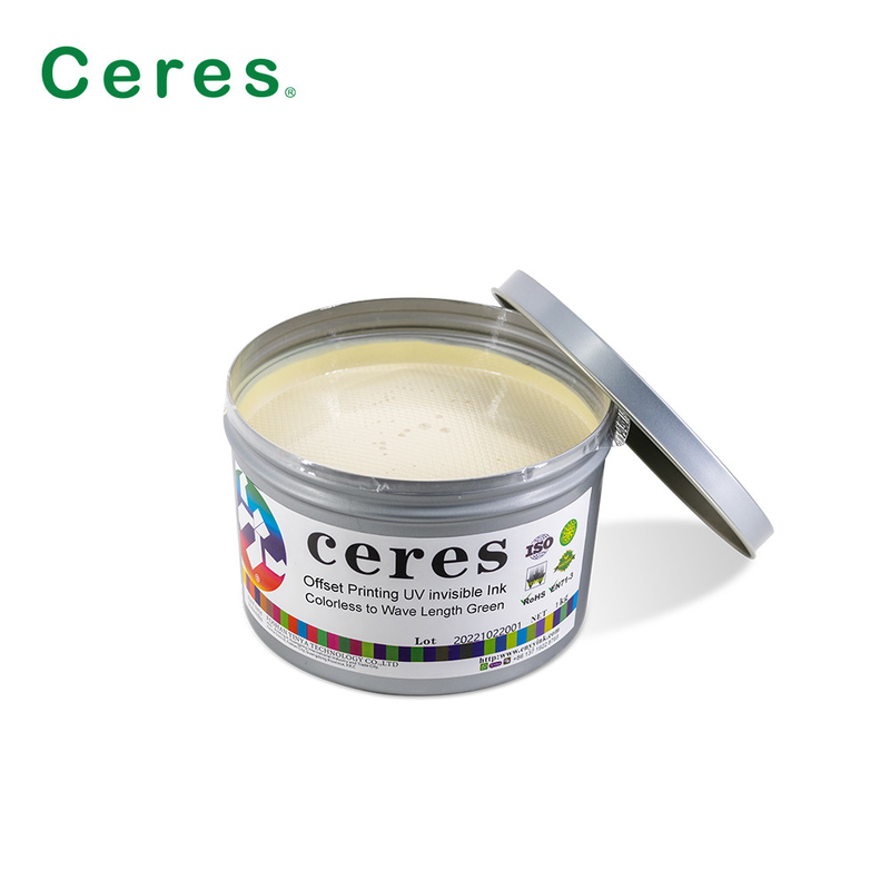 800nm Ceres UV Tinta Invisible Incolor a Verde Normal Seco
