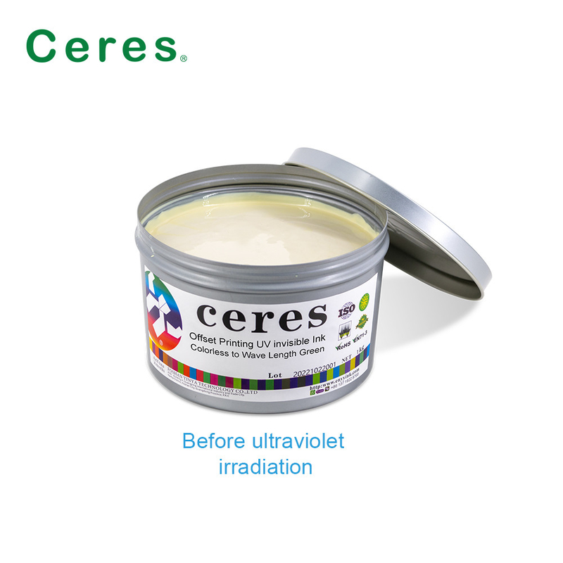 800nm Ceres UV Tinta Invisible Incolor a Verde Normal Seco