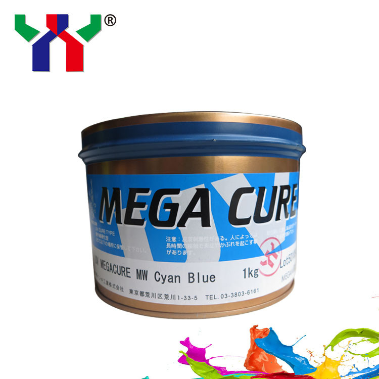 Tinta offset UV de Megami Mega Cure CMYK Tinta de secado rápido para impresión de plástico