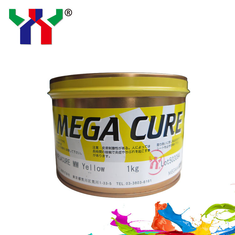Tinta offset UV de Megami Mega Cure CMYK Tinta de secado rápido para impresión de plástico