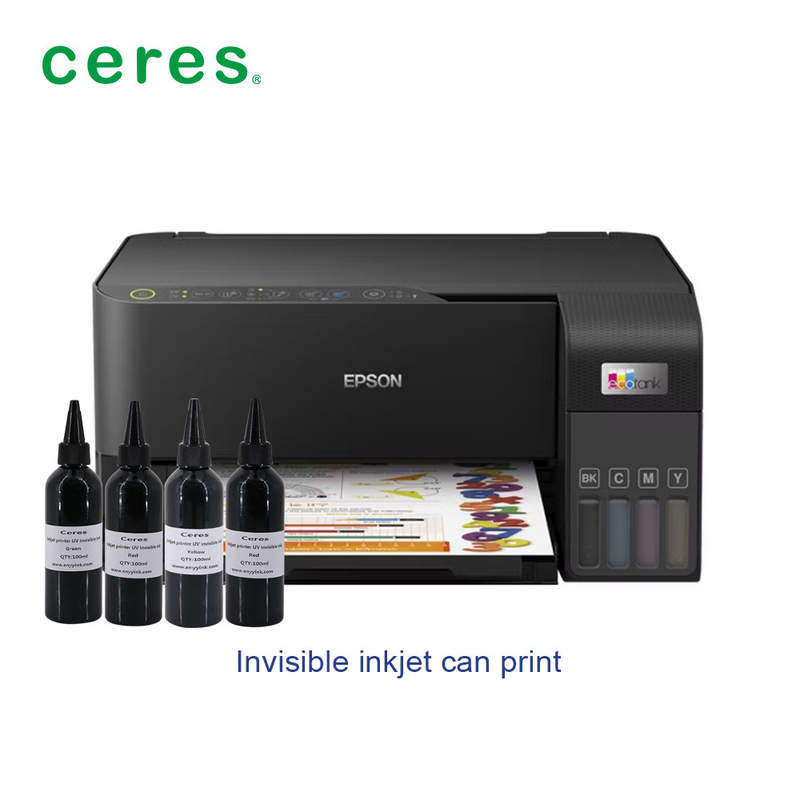 Impresora de inyección de tinta de colores CMYK para tinta invisible UV