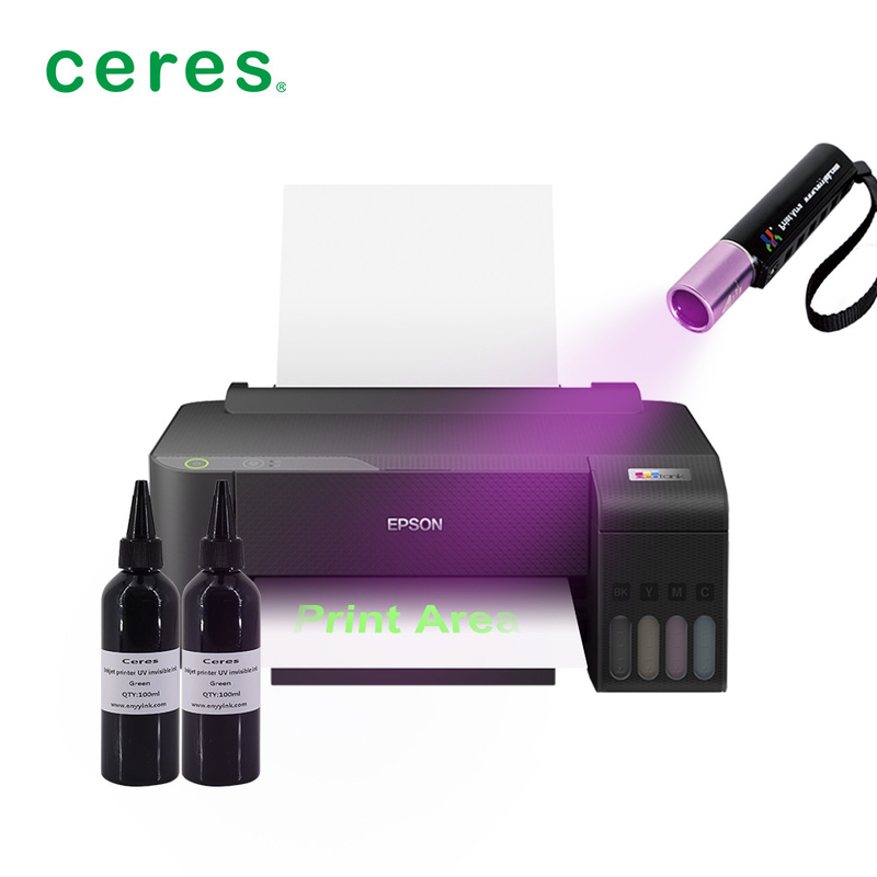 Impresora de inyección de tinta de colores CMYK para tinta invisible UV