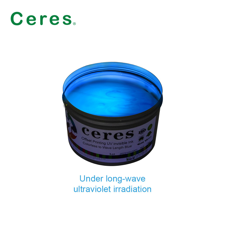 Tinta UV INVISIBLE para todos los certificados de seguridad de color a azul por impresión offset