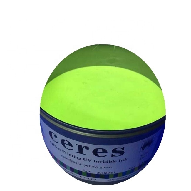 UV Invisible Ink for Offset Printing Colorless to Grass Green