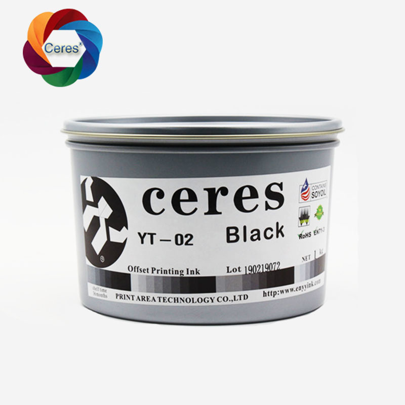 CERES Tinta de impresión UV offset de alta concentración no tóxica para papel CMYK Color 1 kg/latita