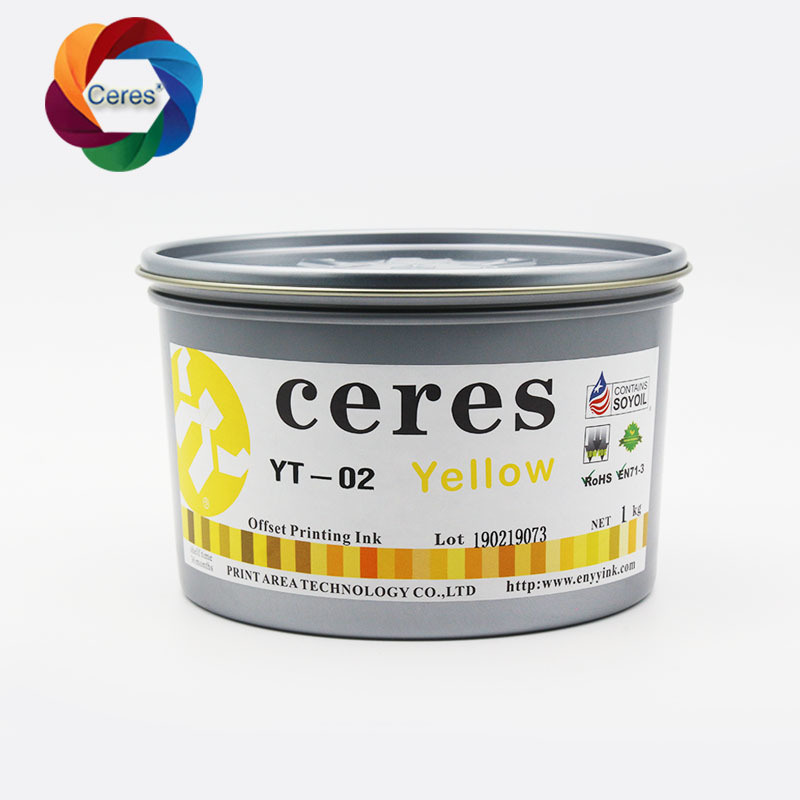 CERES Tinta de impresión UV offset de alta concentración no tóxica para papel CMYK Color 1 kg/latita