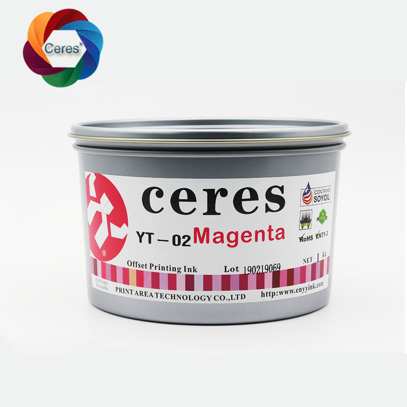 CERES Tinta de impresión UV offset de alta concentración no tóxica para papel CMYK Color 1 kg/latita