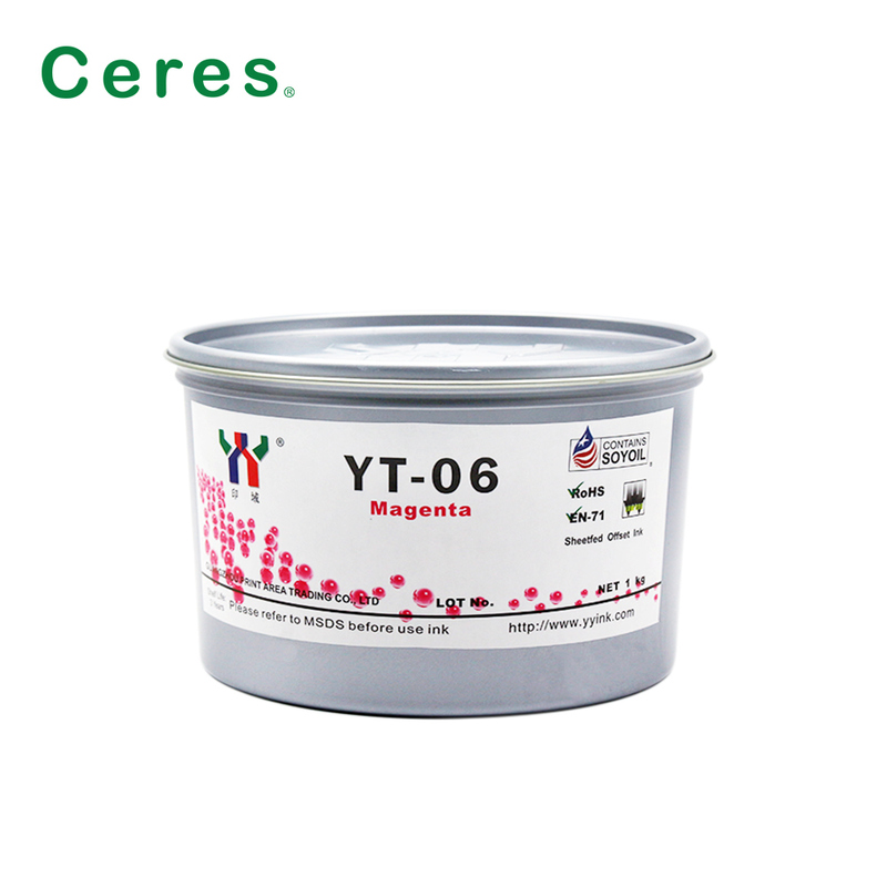 Tinta de impresión offset a base de solvente Ceres YT-06 para melamina con empaque de 1KG/LATA y calidad Grado A+