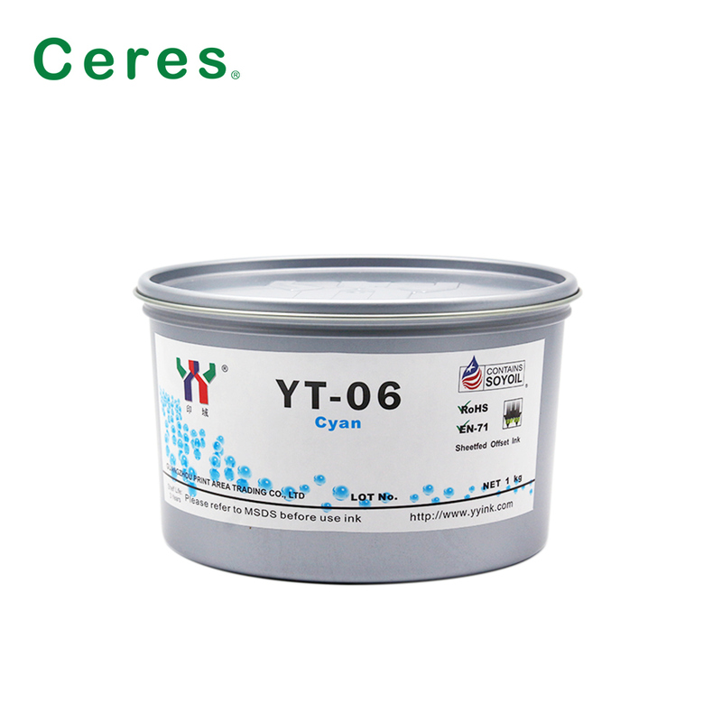 Tinta de impresión offset a base de solvente Ceres YT-06 para melamina con empaque de 1KG/LATA y calidad Grado A+
