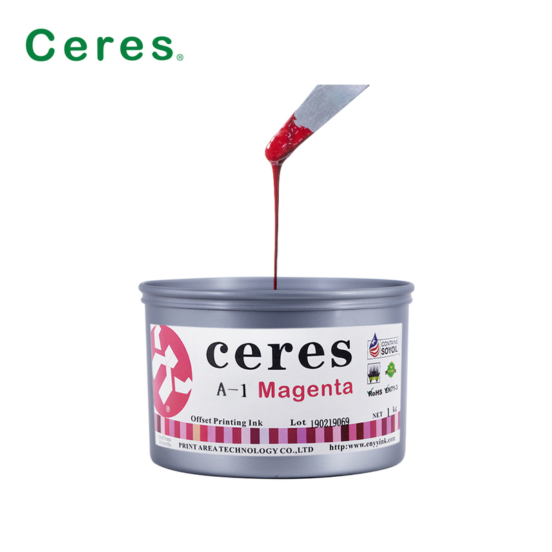 Tinta de impresión offset Ceres A-1 no tóxica de alto brillo con 2 años de vida útil para CMYK