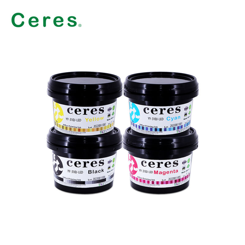 Tinta Offset UV LED Ceres YY-310 con Espesor de 100~150um y Colores Pantone CMYK para Impresión de Alta Calidad