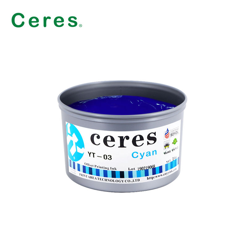 Tinta de offset de soja Ceres YT-03 de secado rápido y ecológico de alto brillo para impresión CMYK