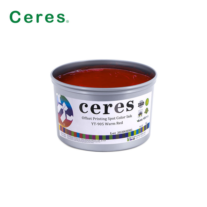 Tinta de impresión offset de color puntual Pantone rojo cálido YT-905 de secado rápido con alta opacidad