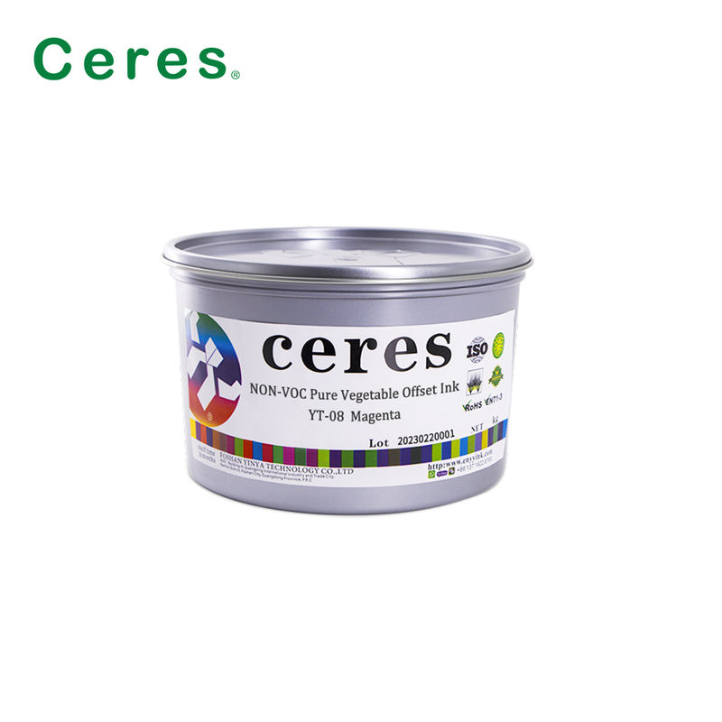 Ceres YT-08 Tinta de impresión offset CMYK pura de origen vegetal - Tinta ecológica de alto brillo para embalajes de papel y carbono