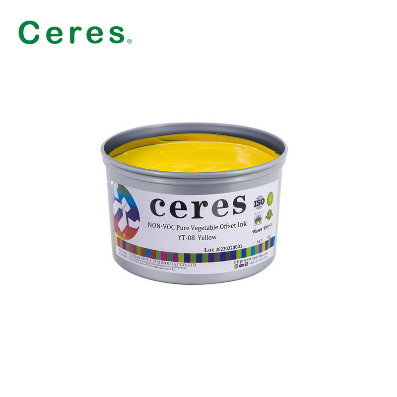 Ceres YT-08 Tinta de impresión offset CMYK pura de origen vegetal - Tinta ecológica de alto brillo para embalajes de papel y carbono