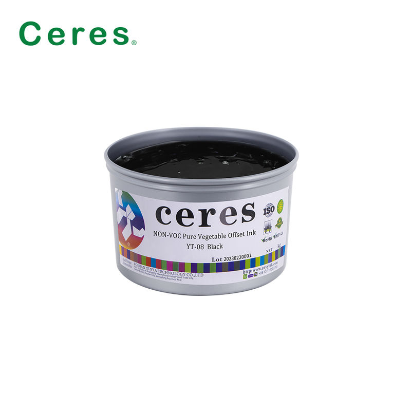 Ceres YT-08 Tinta de impresión offset CMYK pura de origen vegetal - Tinta ecológica de alto brillo para embalajes de papel y carbono