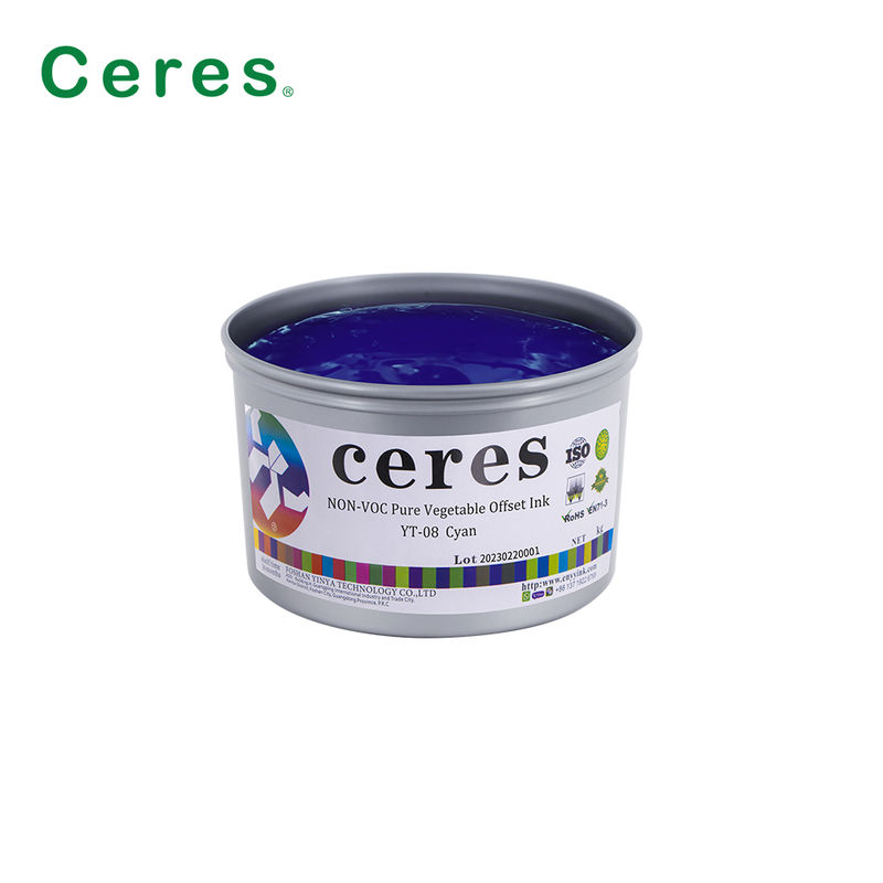 Ceres YT-08 Tinta de impresión offset CMYK pura de origen vegetal - Tinta ecológica de alto brillo para embalajes de papel y carbono