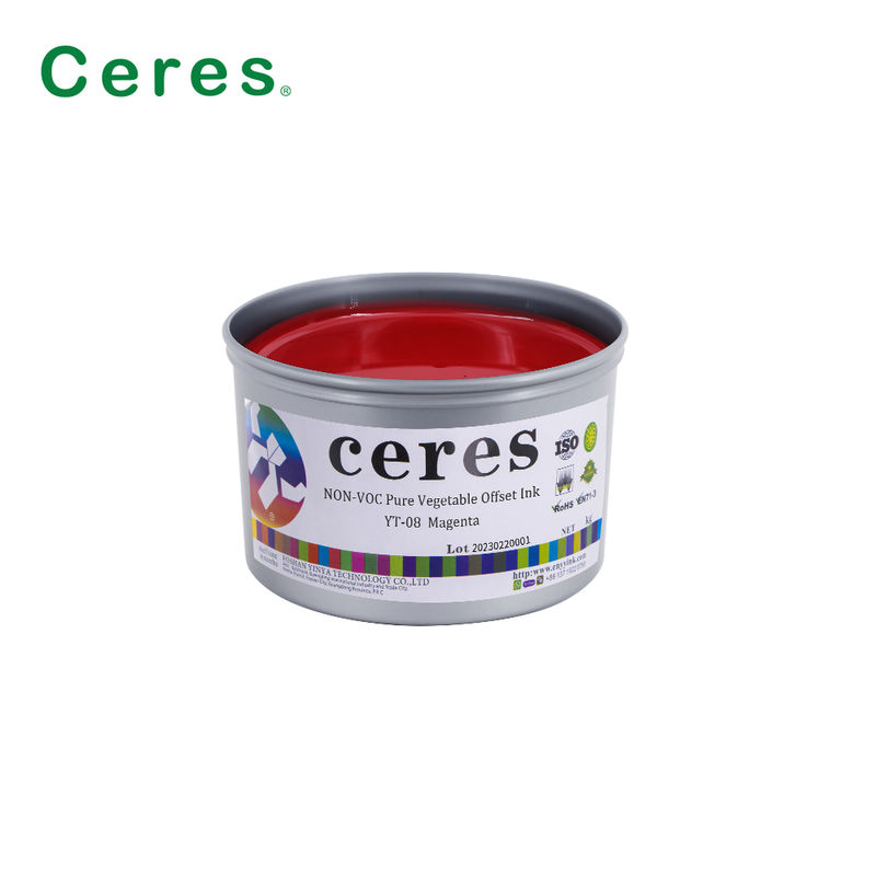 Ceres YT-08 Tinta de impresión offset CMYK pura de origen vegetal - Tinta ecológica de alto brillo para embalajes de papel y carbono