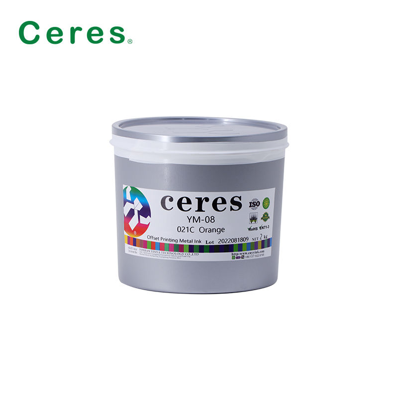 Tinta de Impresión Offset Curable UV Naranja para Cajas de Cosméticos YM-08 021C Tinta de Impresión Metálica