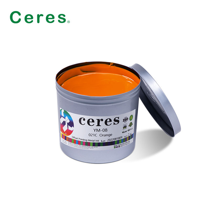 Tinta de Impresión Offset Curable UV Naranja para Cajas de Cosméticos YM-08 021C Tinta de Impresión Metálica