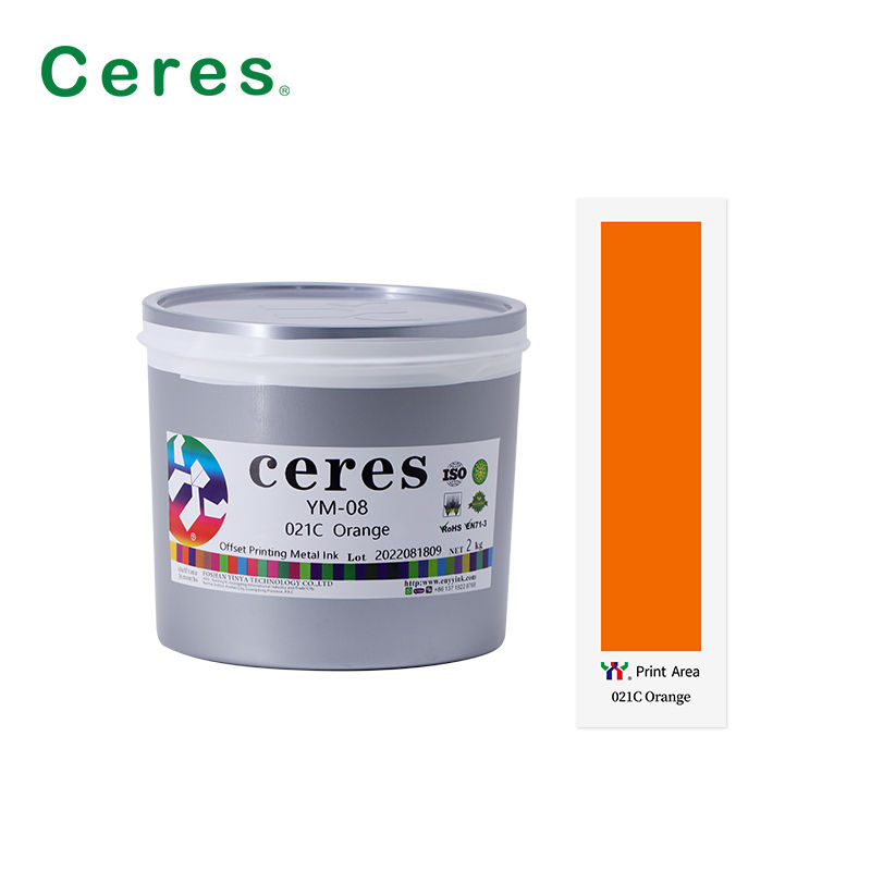 Tinta de Impresión Offset Curable UV Naranja para Cajas de Cosméticos YM-08 021C Tinta de Impresión Metálica
