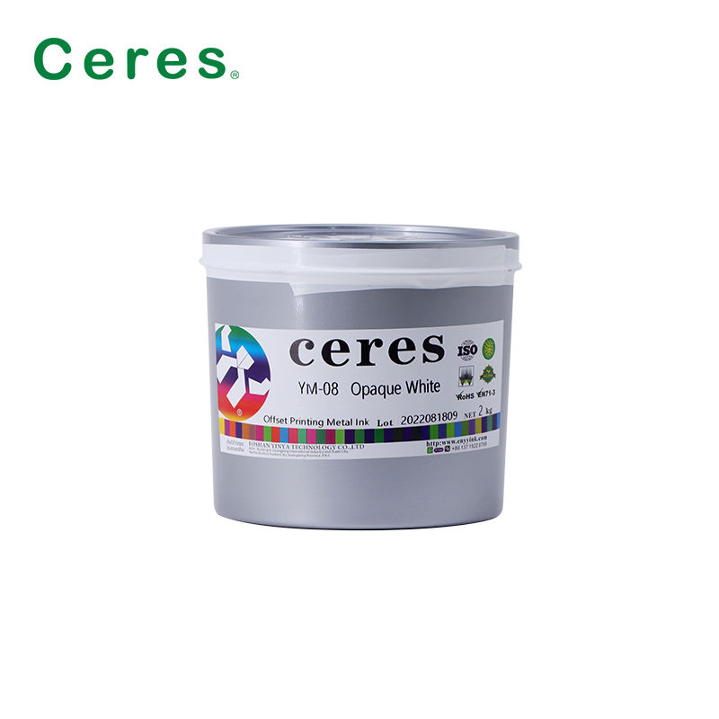 YM-08 Tinta UV Blanca Opaca para Impresión Offset en Metal con Resistencia a la Cocción