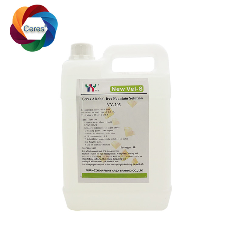 4.5ph 5.5ph Soluciones de fuente libres de alcohol Impresión offset Productos químicos UV Laco de impresora