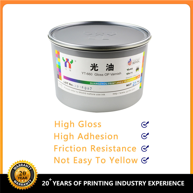 Impresión offset libre de alcohol Productos químicos Gloss Op Varnish Bajo olor Limpia Matt Varnish